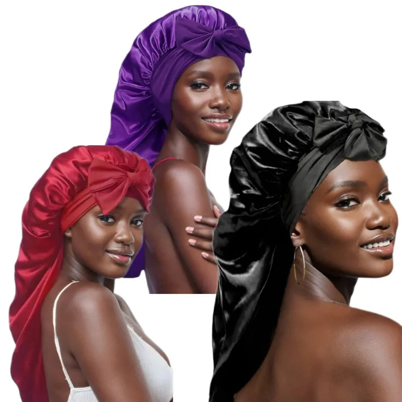 Women's XL Satin Sleep Cap & Elastic Hair Band – Night Cover Satin Sleep Cap QXL