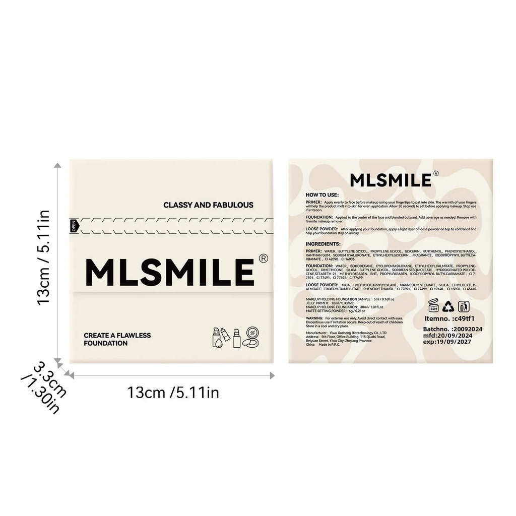 MLSMILE Makeup Set – Foundation, Concealer & Loose Powder Makeup Base Set QXL