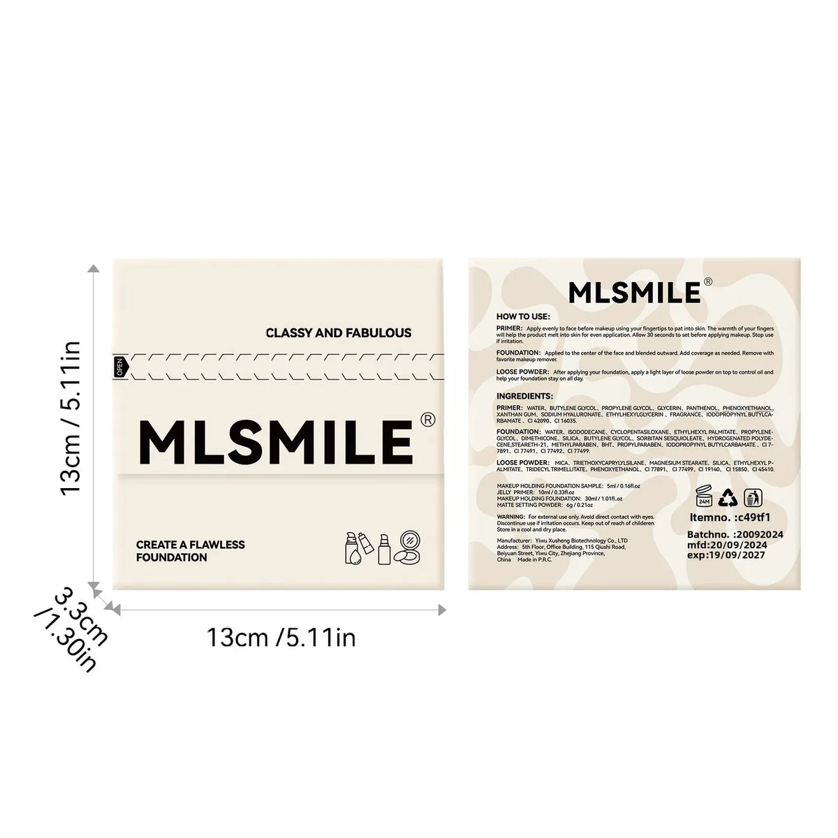 MLSMILE Makeup Set – Foundation, Concealer & Loose Powder Makeup Base Set QXL