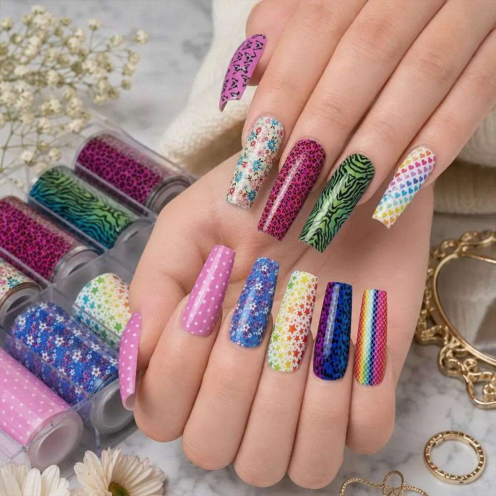 Nail Foil Stickers – Flower, Leopard & Sequin Decals Nail Foil Stickers QXL