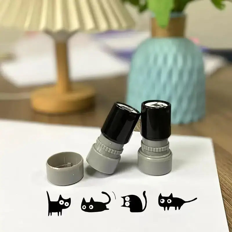 4-Pack Cute Black Cat Stamps for Scrapbooking & Journaling Decorative Craft Stamps QXL
