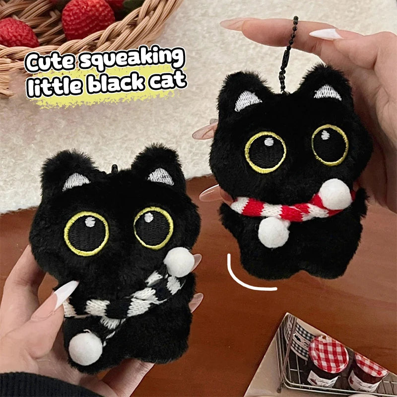 Black Cat Plush Keychain | Soft Stuffed Doll Bag Charm Plush Keychain Charm QXL