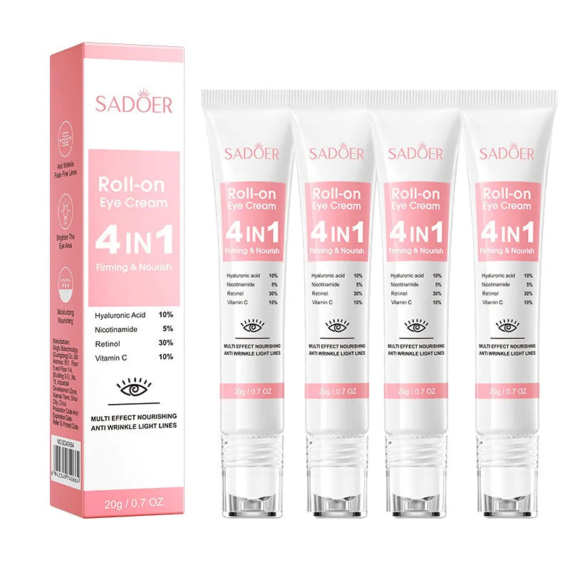 SADOER 4-in-1 Retinol Eye Cream | Hyaluronic Acid & Vitamin C Eye Cream Serum QXL 4Box