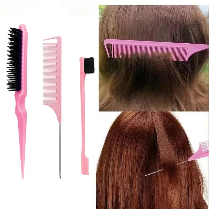 3-Piece Hair Comb Set – Teasing Brush, Edge Comb & Rat Tail Hair Comb Set QXL