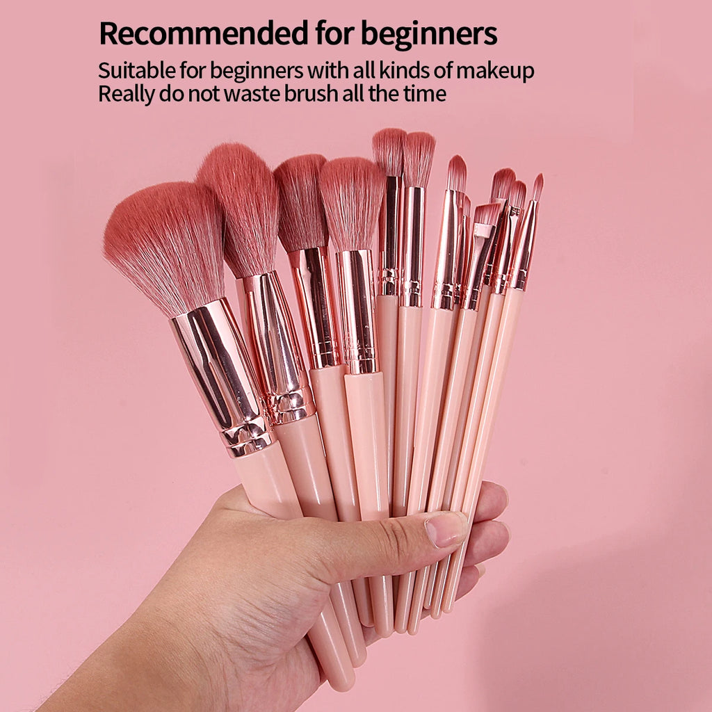 13-Pc Pink Makeup Brush Set + Star Case | KOSSHOW Makeup Brush Set QXL