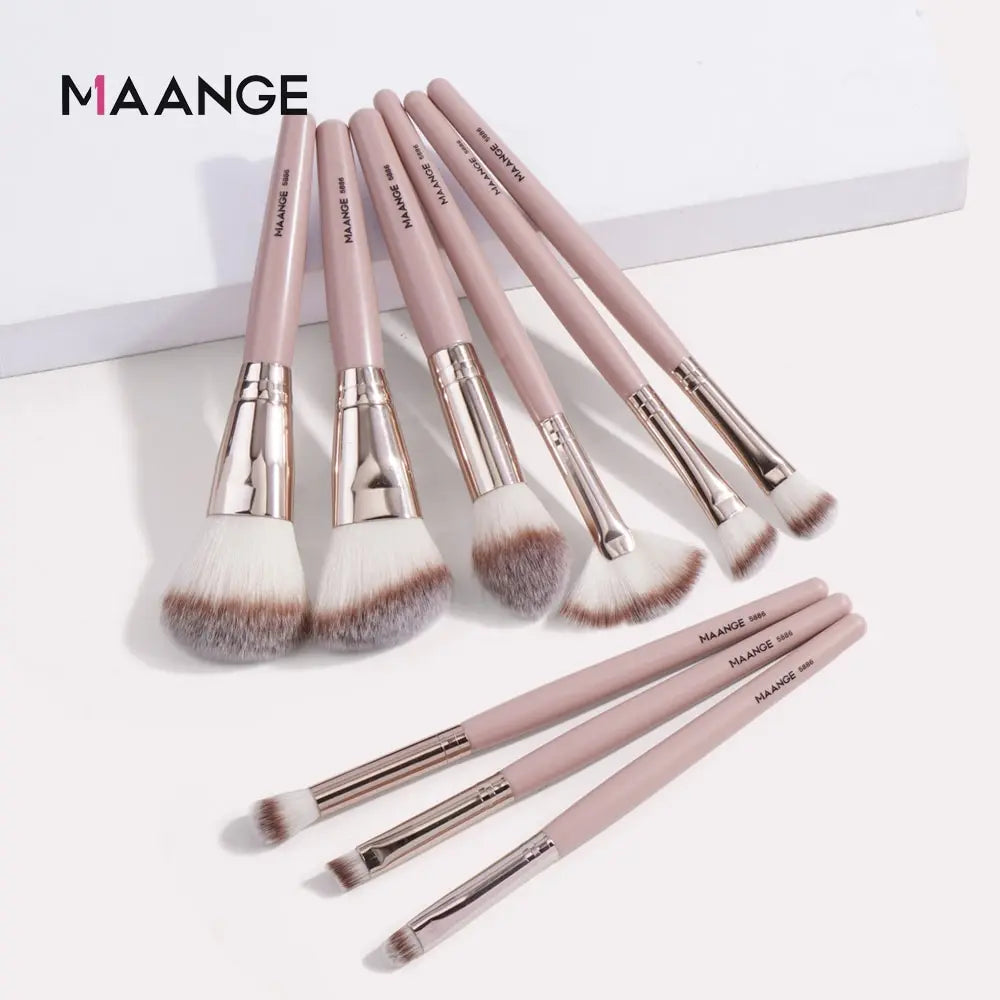 MAANGE 9-Piece Makeup Brush Set | Foundation & Eyeshadow Makeup Brush Set QXL