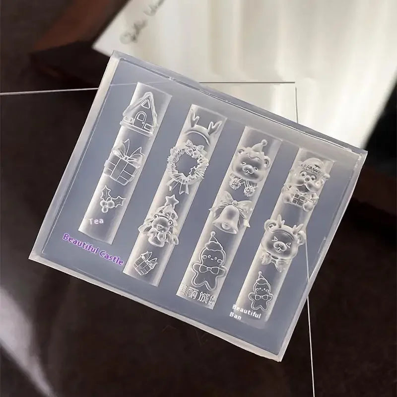 3D Christmas Silicone Nail Art Mold | Santa & Snowman DIY Silicone Nail Mold QXL