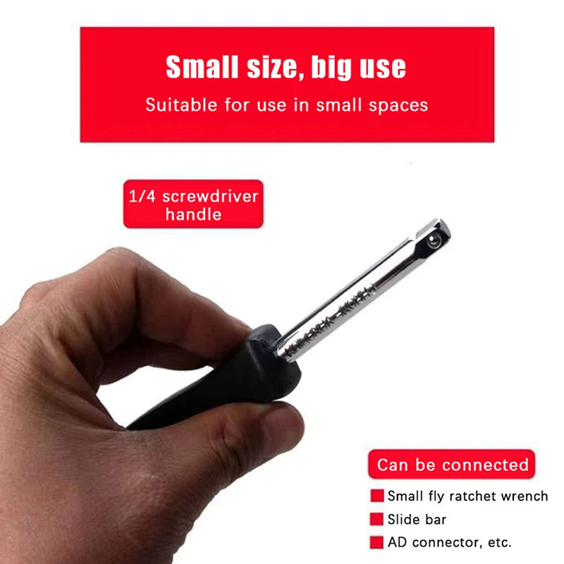 150mm 1/4" Female Square Drive Socket Wrench Handle | Cr-V Socket Wrench Handle QXL Default Title