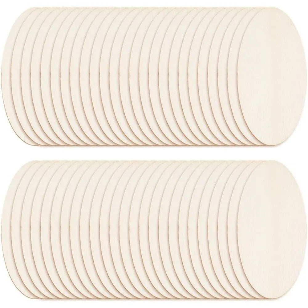 50-Pack Oval Unfinished Beech Wood Discs | Craft Blanks 1.2x2.4" Wood Craft Blanks QXL AECH04-19389
