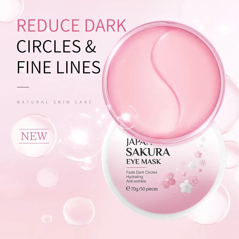 LAIKOU Sakura & Snail Eye Mask – Hydrating, Brightening 50pc Under Eye Mask QXL