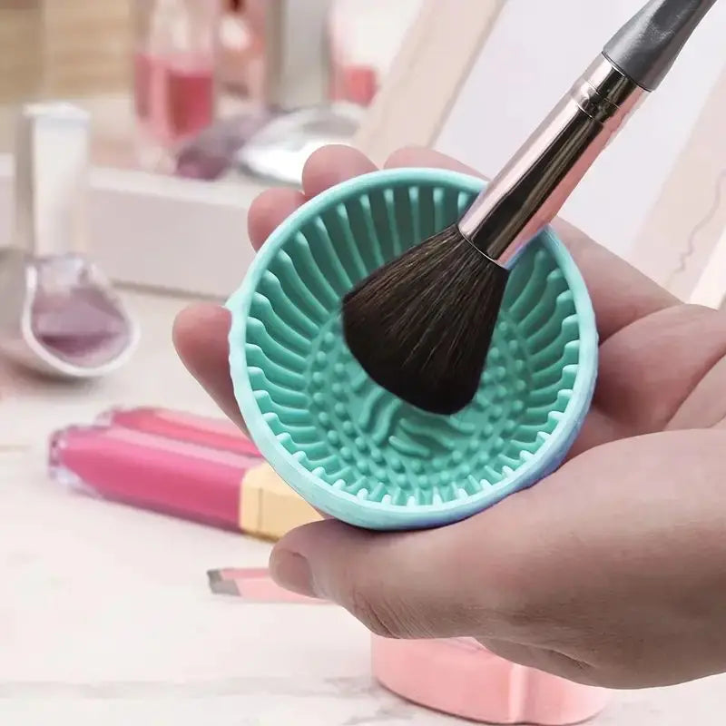 Silicone Makeup Brush Cleaner Bowl & Scrubber Pad Brush Cleaning Bowl QXL