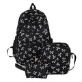 3-Piece Bow Nylon Backpack Set | Large School & Travel Bag Backpack Set QXL Black