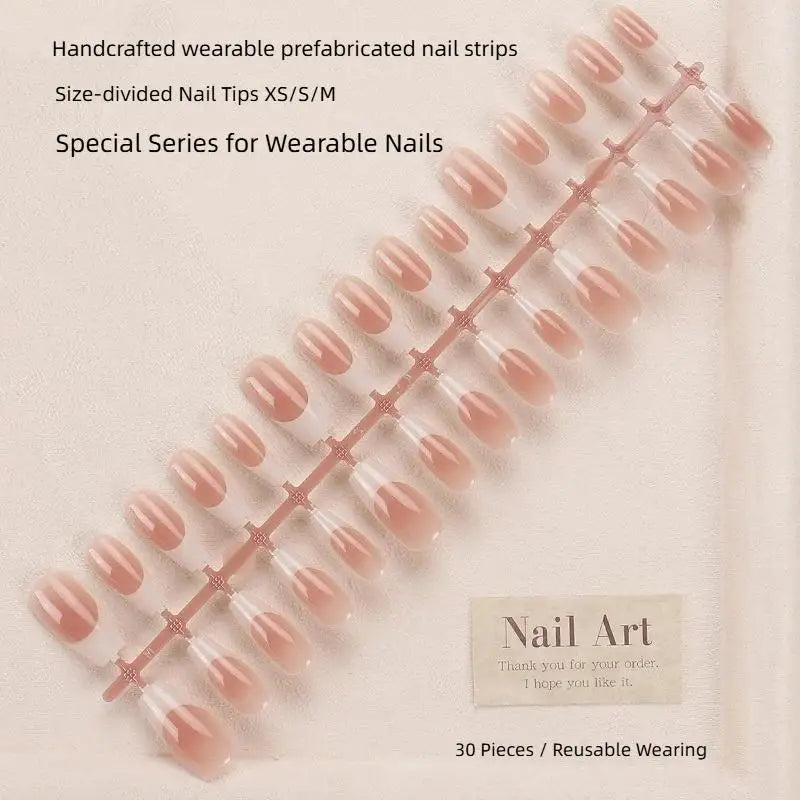 30-Pc White Edge Press-On Fake Nails | DIY Nail Art Tips Press-On Nail Tips QXL