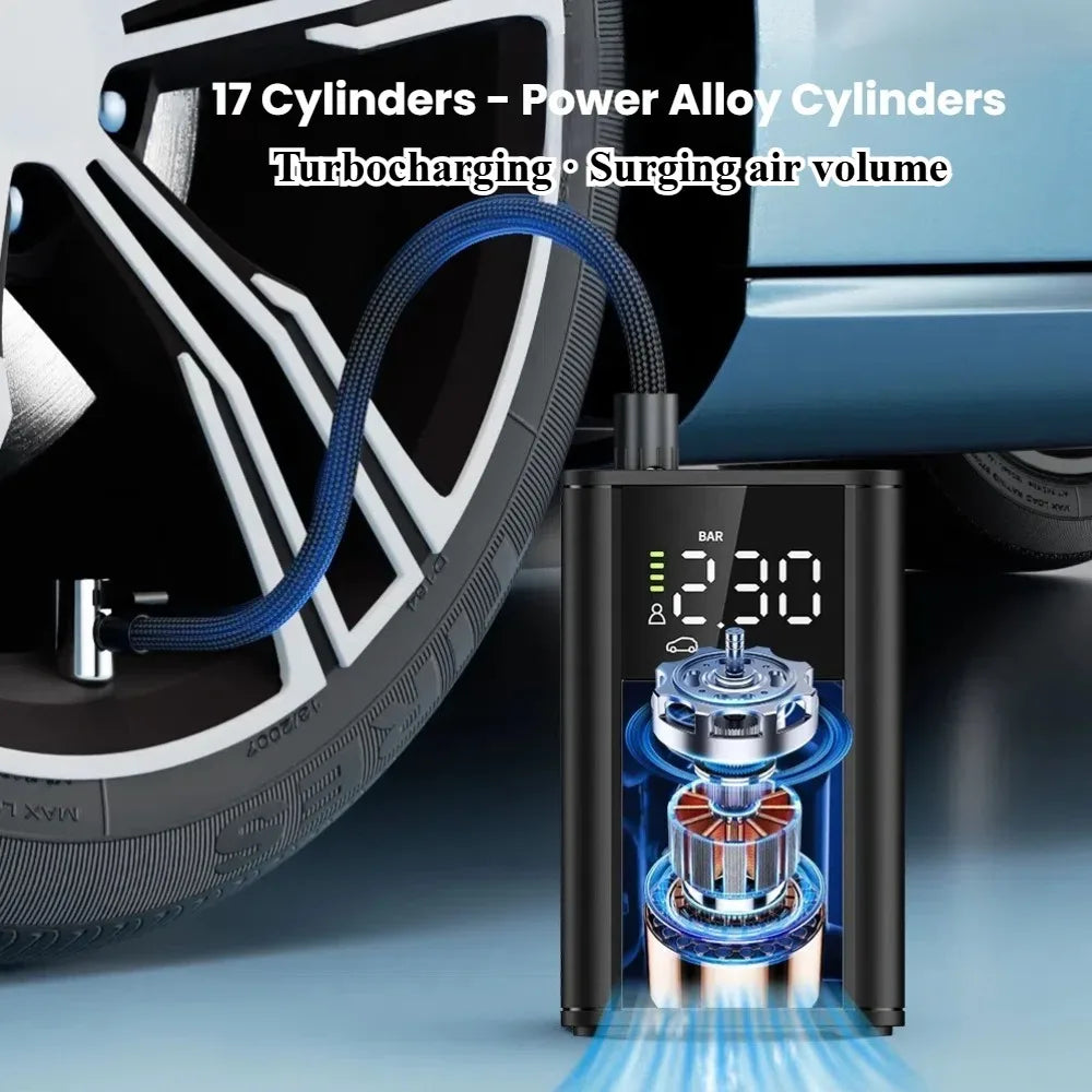 150PSI Cordless Tire Inflator | Digital Gauge & LED Light Portable Tire Inflator QXL