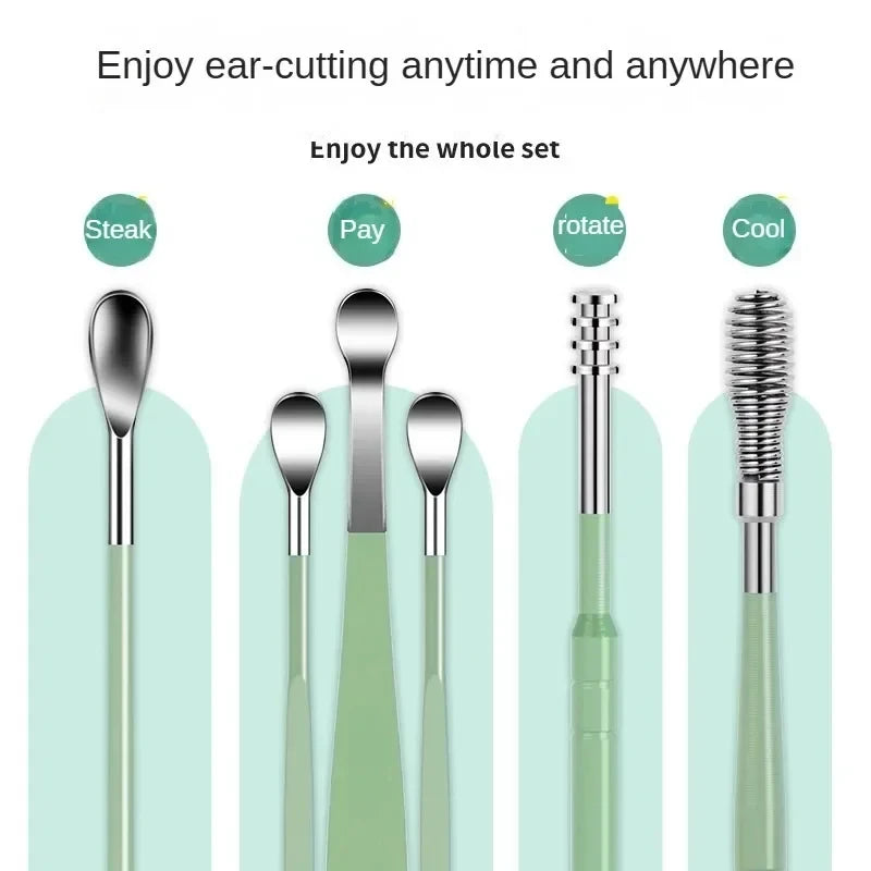 6-Piece Stainless Steel Ear Pick & Earwax Remover Set Ear Care Tool Set QXL