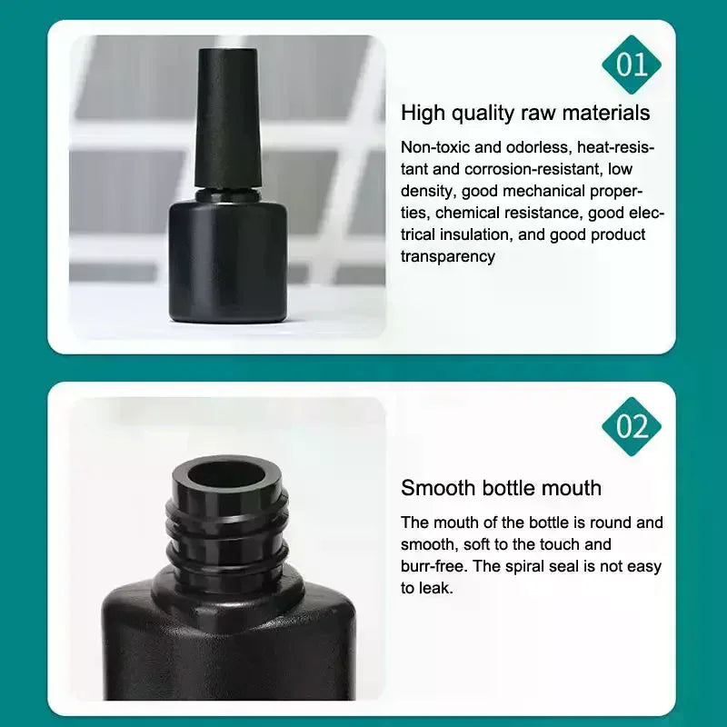 Empty Refillable Nail Polish Bottles with Brush | 6–10mL Black Nail Polish Bottle QXL
