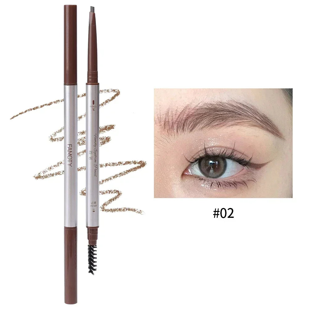Waterproof Double-Ended Eyebrow Pencil with Spoolie Brush Eyebrow Pencil QXL A02