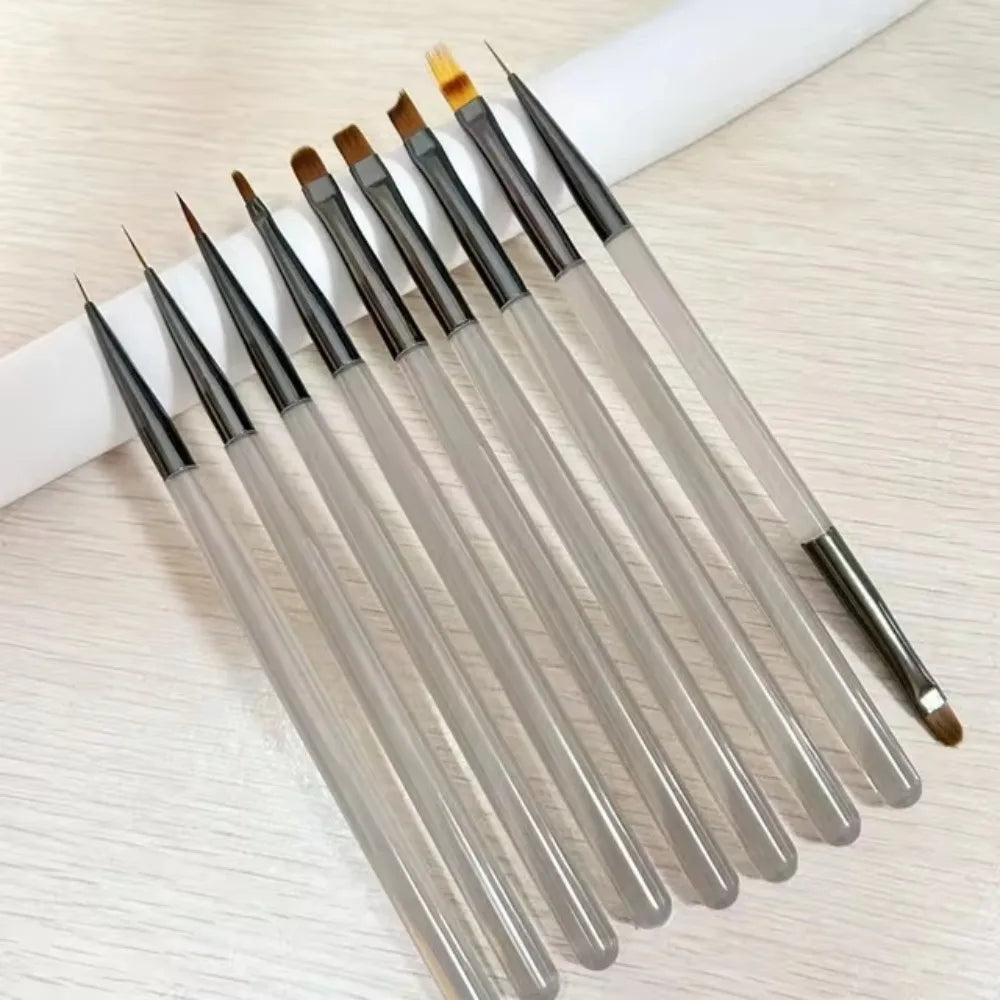 9-Piece Nail Art Brush Set | UV Gel, Liner & Acrylic Nail Art Brush Set QXL Grey