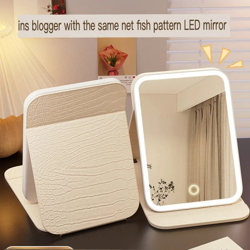 LED Vanity Mirror with Lights | Rechargeable Desktop Makeup Mirror LED Vanity Mirror QXL