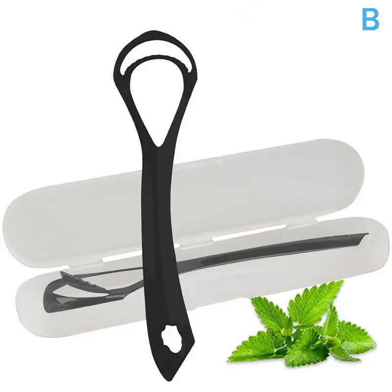 Stainless Steel Tongue Scraper | Double-Sided Fresh Breath Tool Tongue Scraper QXL B Black
