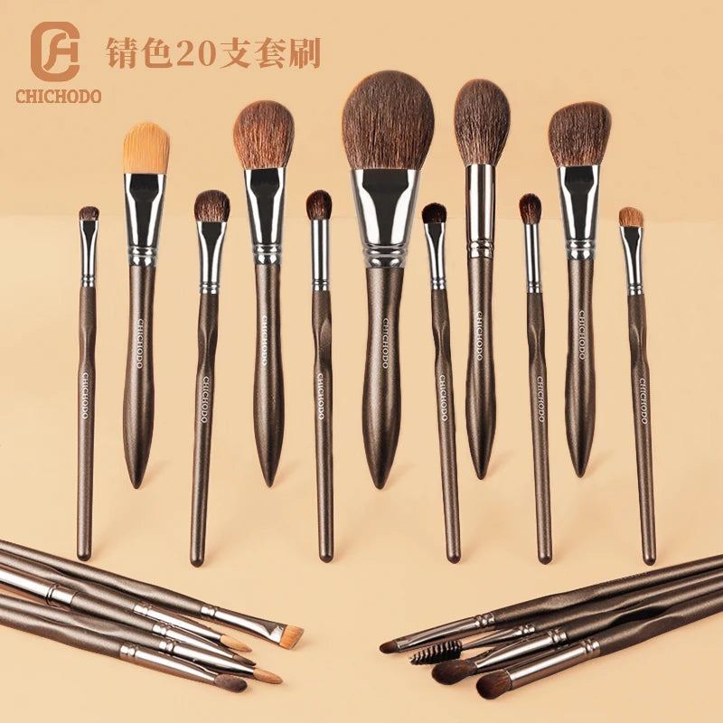 CHICHODO Flat Top Blush Brush – Natural Goat Hair & Wood Handle Blush Makeup Brush QXL