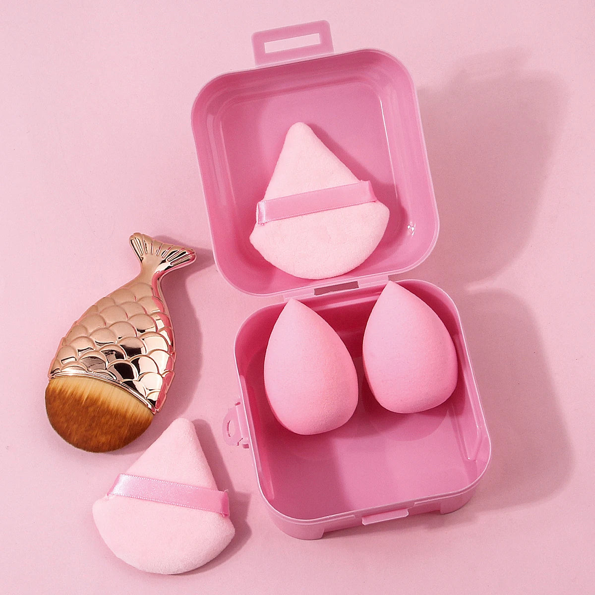 6-Piece Makeup Sponge & Foundation Brush Set | Travel Box Makeup Sponge Set QXL