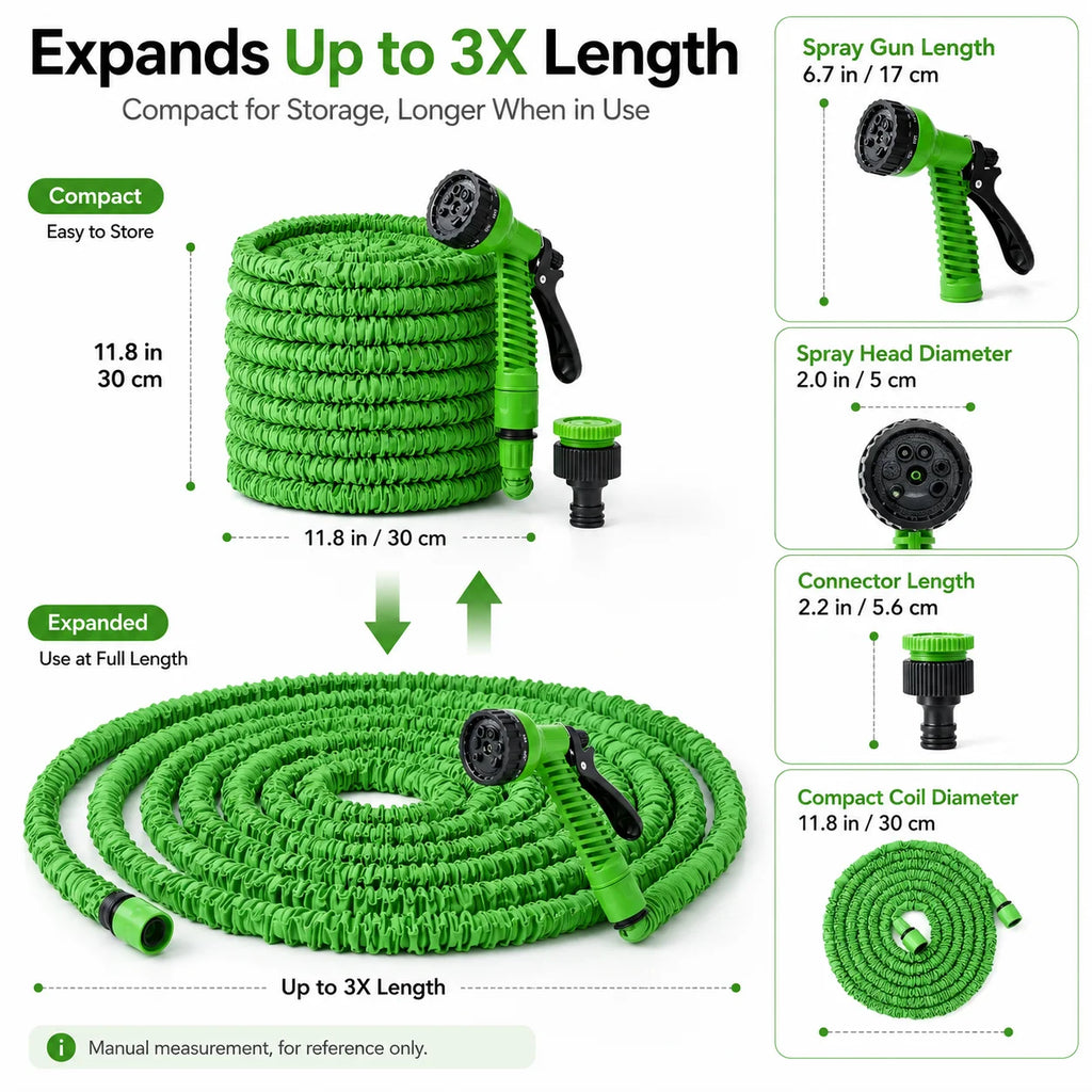 Retractable Expandable Garden Hose & 7-Mode Spray Gun Expandable Garden Hose QXL
