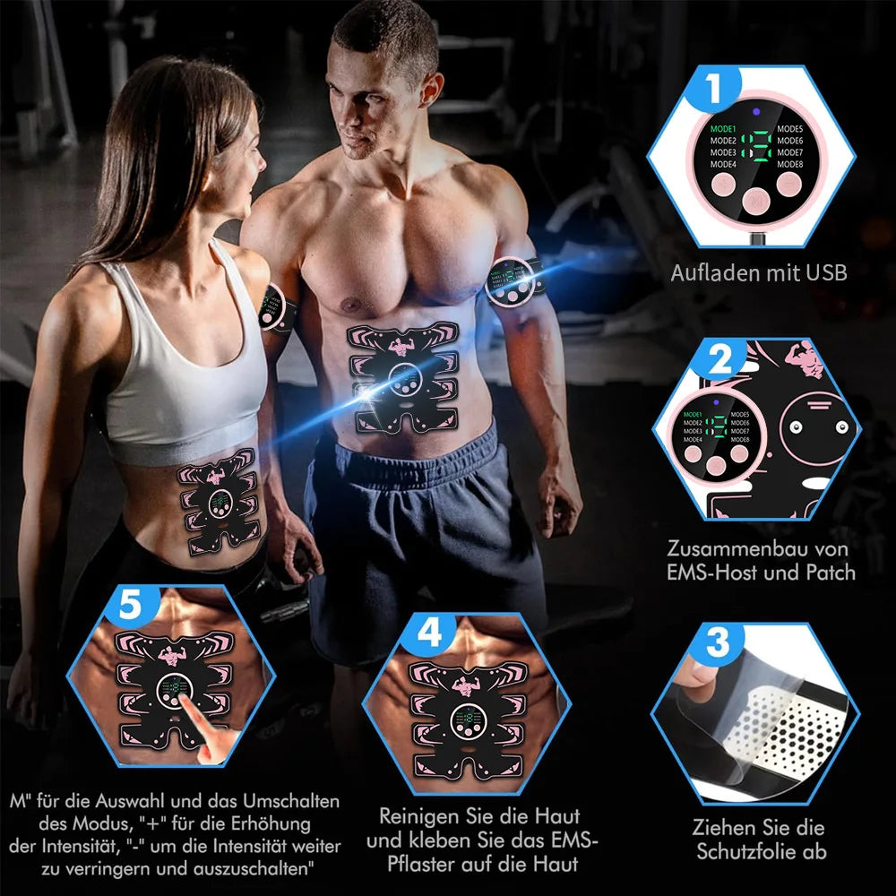 EMS Abdominal Trainer | 8 Levels 19 Programs Rechargeable EMS Muscle Trainer QXL