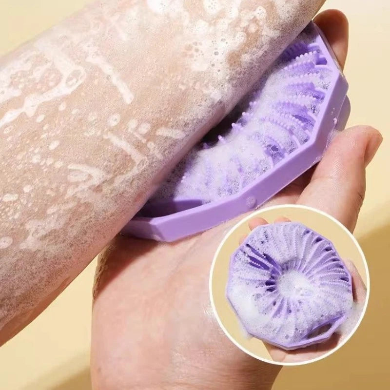 Silicone Body Scrubber Bath Brush | Ergonomic Handle Silicone Bath Brush QXL