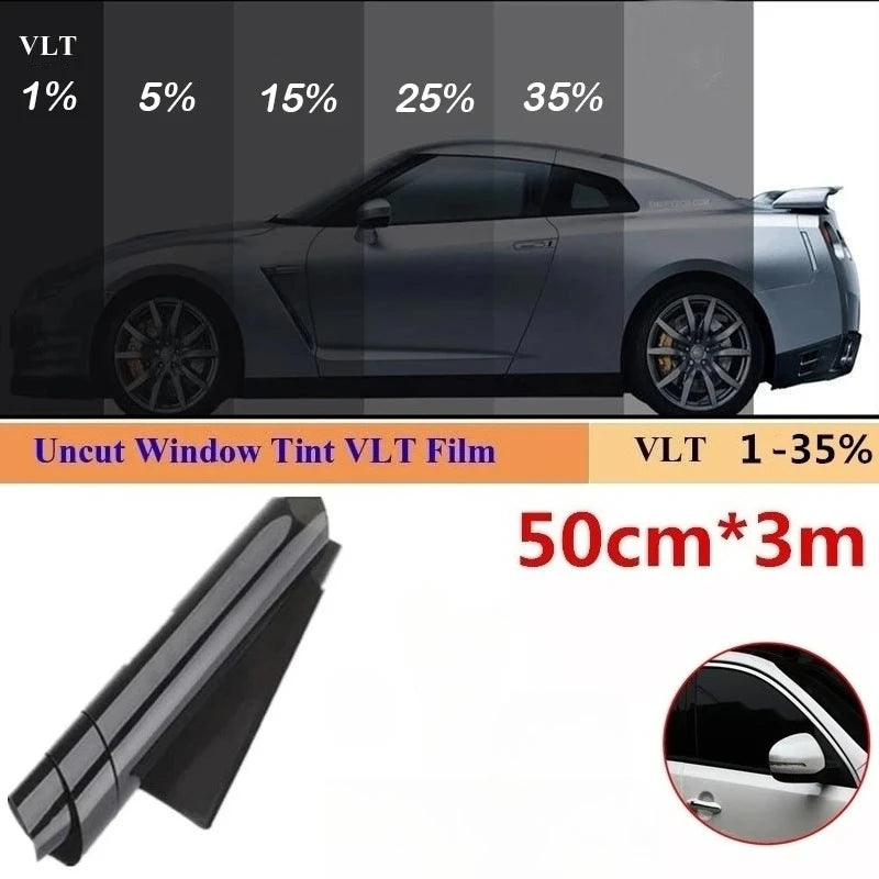 1/5/15/25/35% VLT Car Window Tint Film 50cm×3m UV Protection Heat Insulation Privacy Sun Shade Glass Sticker Foils QXL 3m Transmittance 1