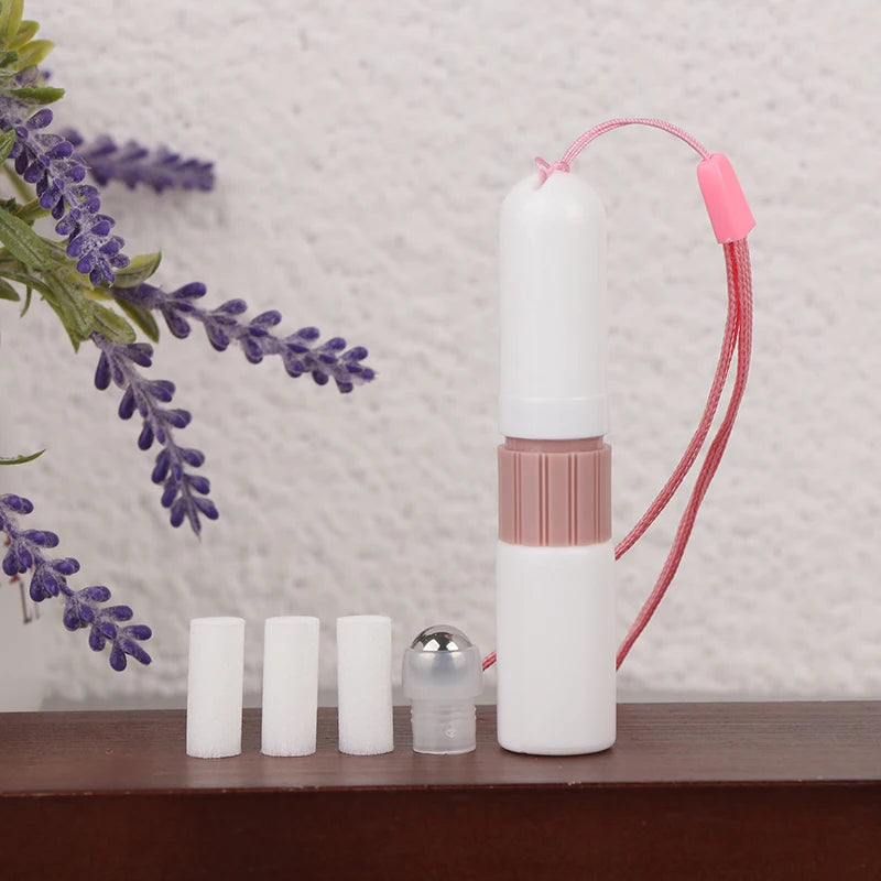 2-in-1 Blank Nasal Inhaler Sticks with Essential Oil Bottle Aromatherapy Inhaler QXL Pink Chain