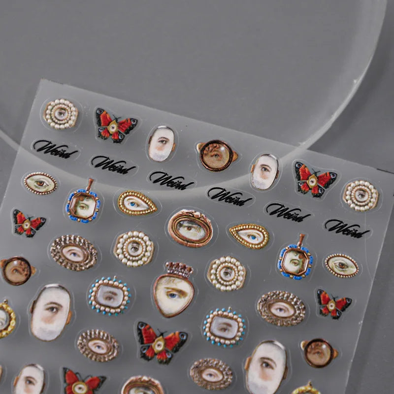 5D Embossed Halloween Eyes Nail Art Stickers | Self-Adhesive Nail Art Stickers QXL