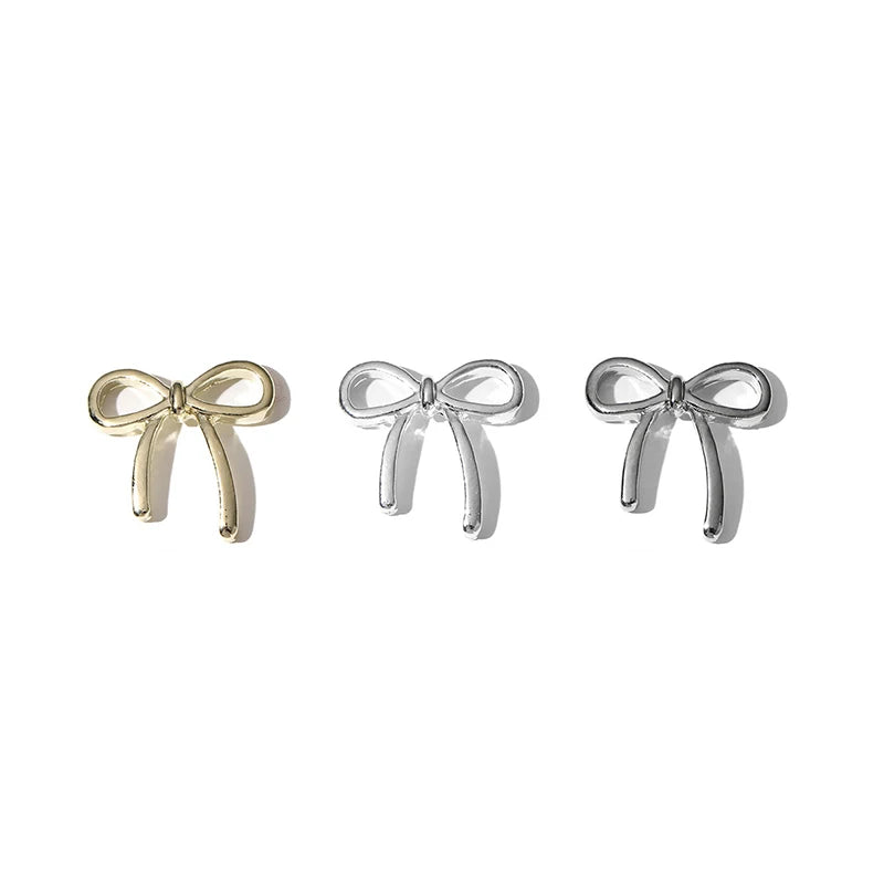 10-Pack 3D Bow Nail Art Charms | Silver & Gold Alloy Bowknot Nail Art Charms QXL