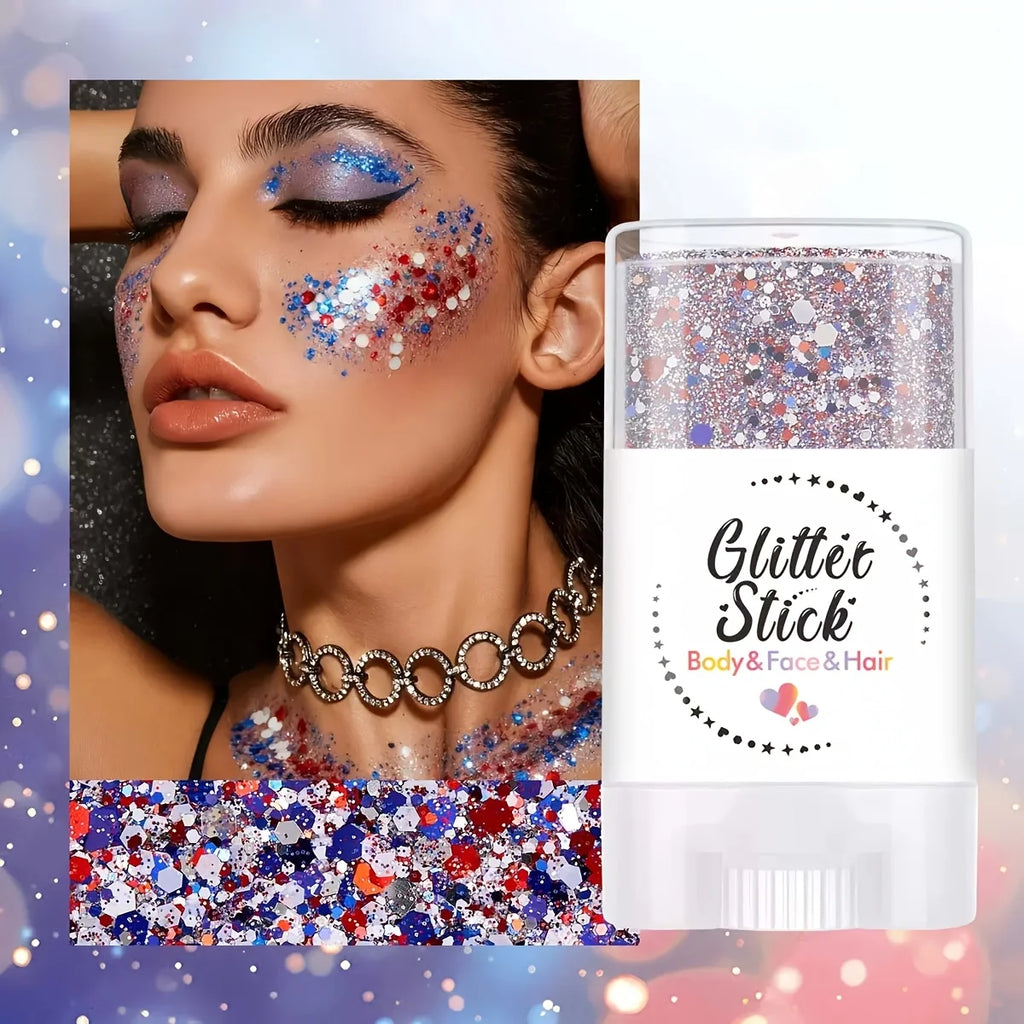 Patriotic Glitter Body Paint Stick | Red White Blue Face Paint Glitter Body Paint QXL