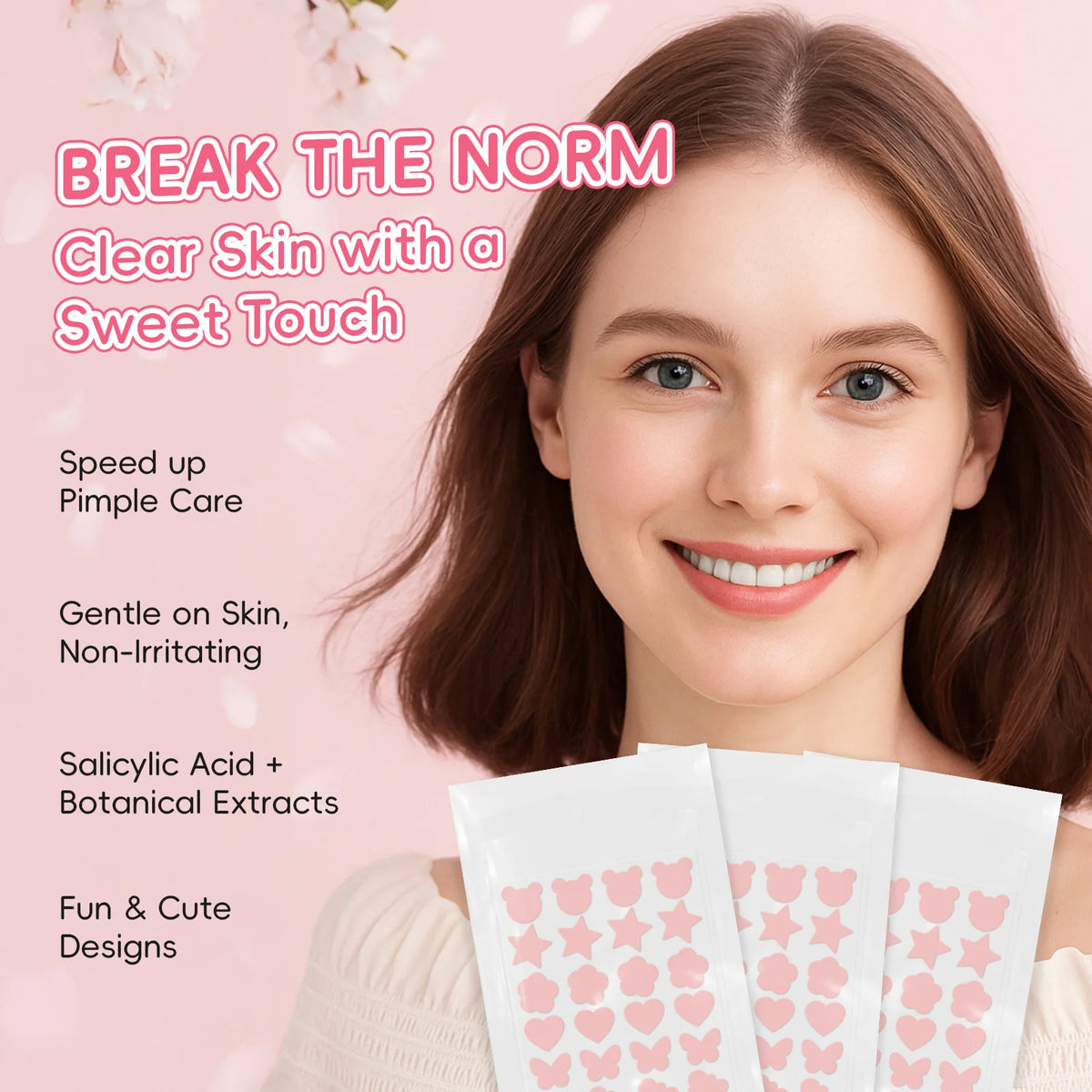 LAIKOU Sakura Hydrocolloid Pimple Patches – 24 Cute Shapes Pimple Patches QXL