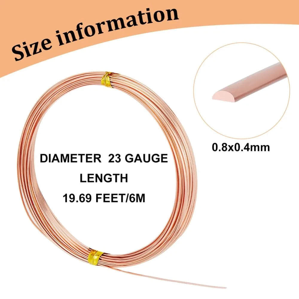 23 Gauge Half Round Bare Copper Wire 0.6mm – 20 Ft Crafts Craft Beading Wire QXL