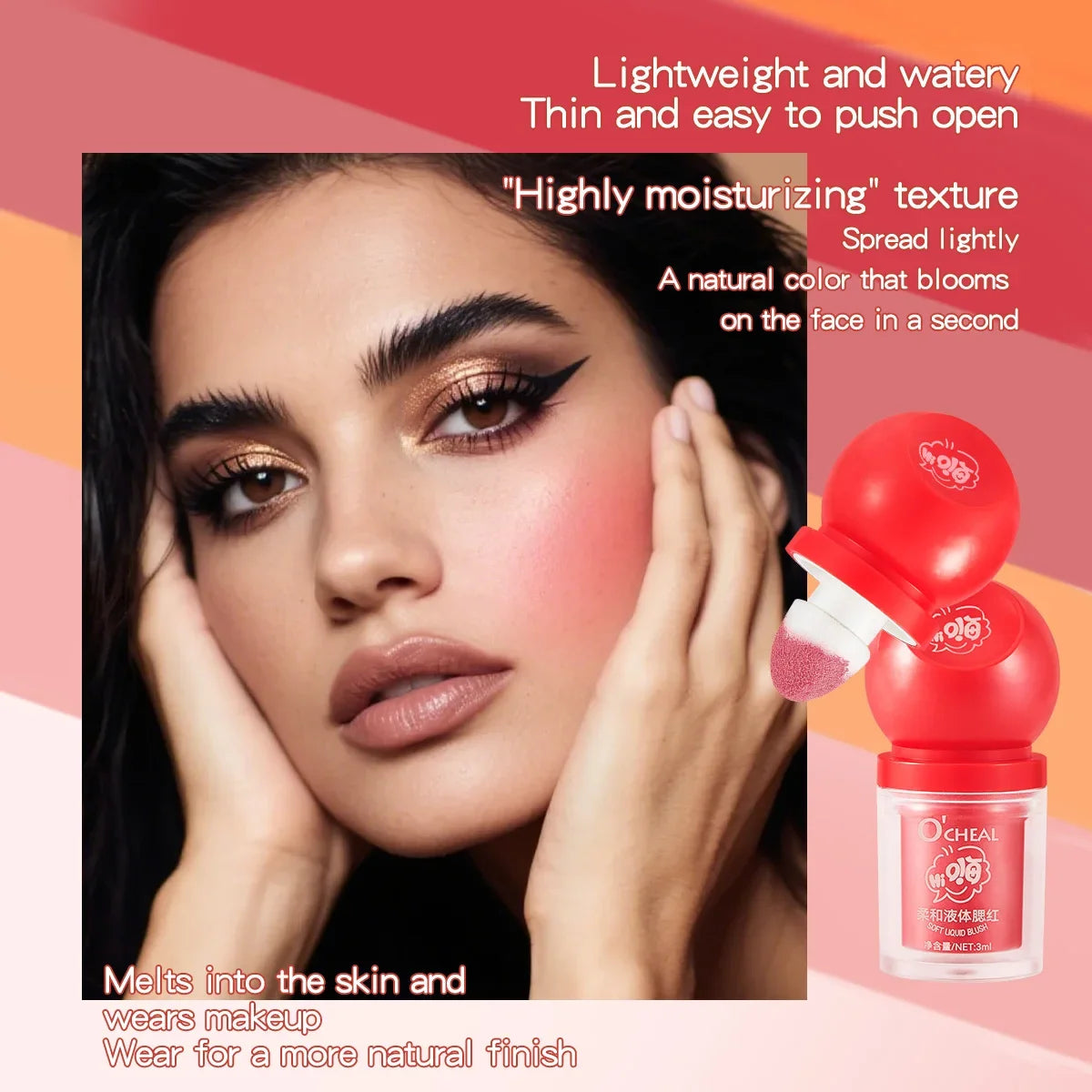 OCHEAL Liquid Blush Stick | High Pigment Long-Lasting Cream Liquid Blush Stick QXL