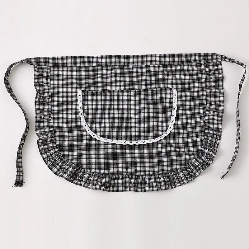 Cotton Square Check Half Waist Apron | Stain Resistant Kitchen Apron QXL A1