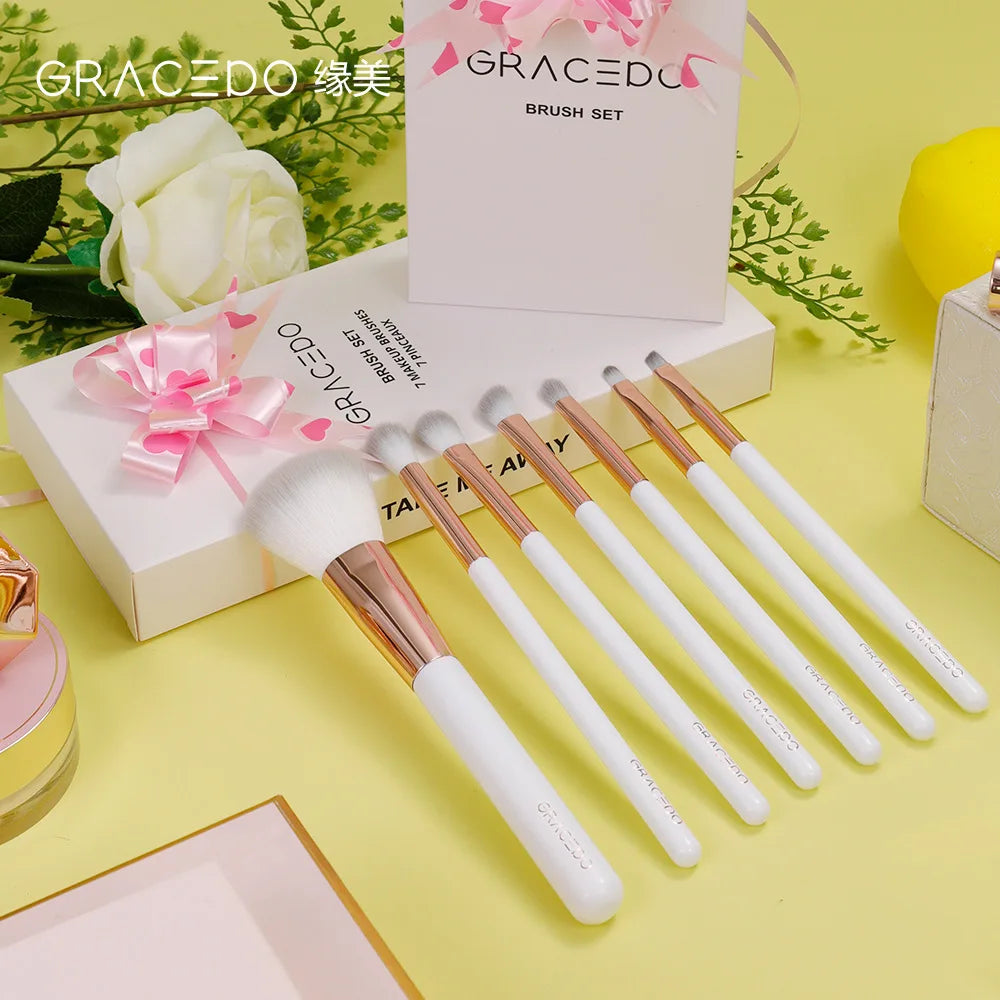 7-Piece Marble Makeup Brush Set – Eye, Blush & Face Brushes Makeup Brush Set QXL Brushes and gift box