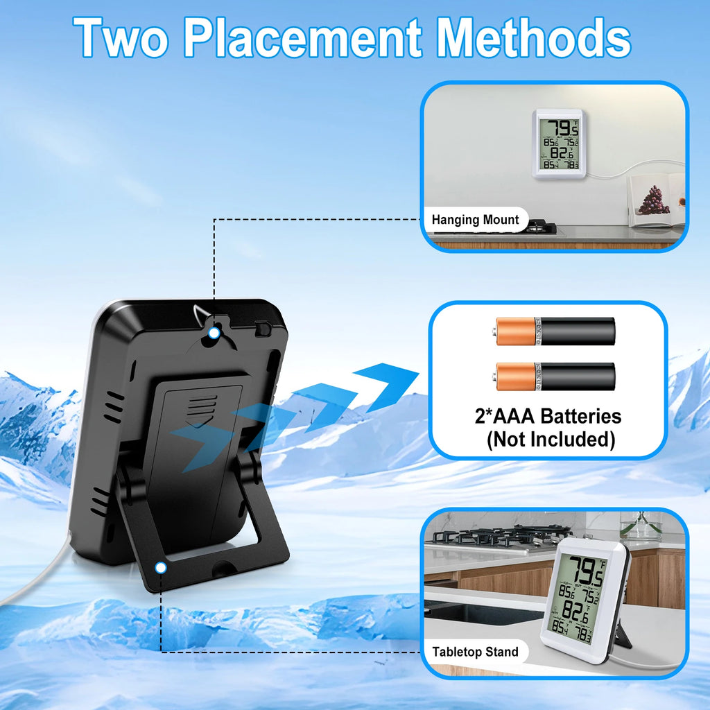 Digital Indoor/Outdoor Thermometer with Wired Probe & Min/Max Digital Thermometer QXL