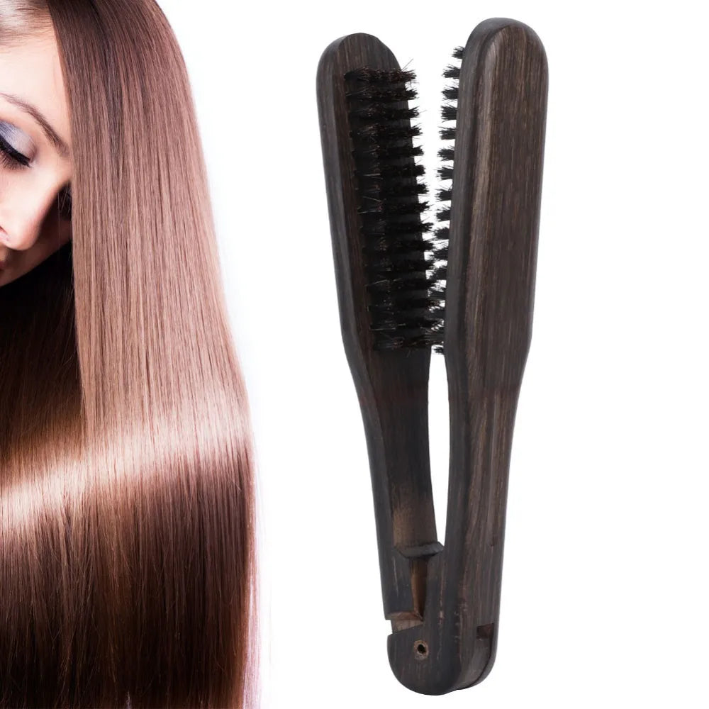 Wooden Handle Double Brush Hair Straightening Comb Hair Straightening Comb QXL