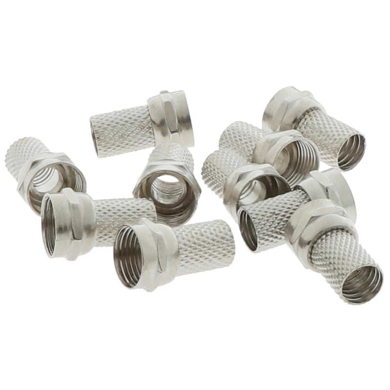 10-Pack Screw-On F Connectors for RG6 Coax Cable | Twist-On Coax Cable Connector QXL