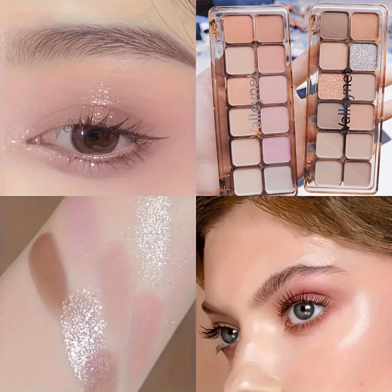 12-Color Earth Tone Eyeshadow Palette | Shimmer & Matte Eyeshadow Palette QXL