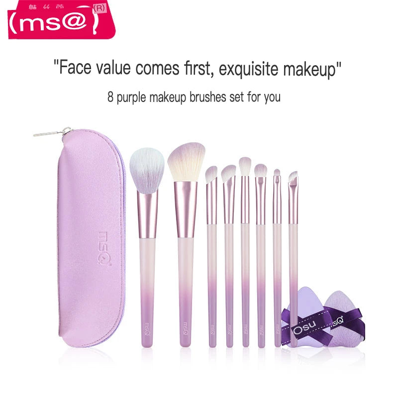 MSQ 8-Piece Purple Makeup Brush Set | Blush Concealer Eye Makeup Brush Set QXL