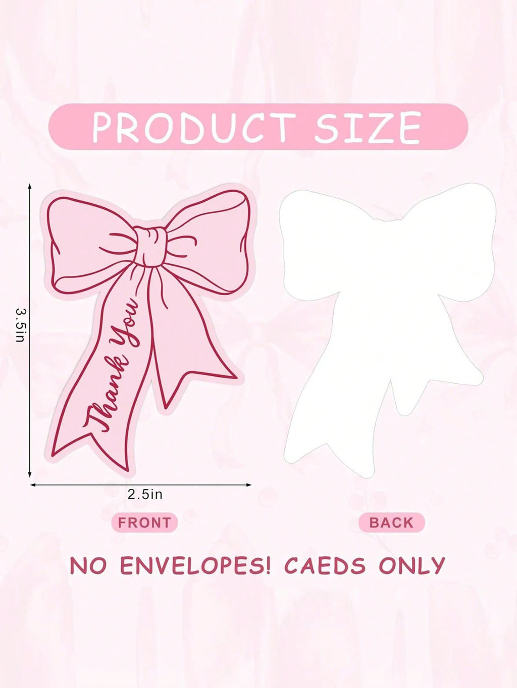 50-Pack Pink & Blue Bow Thank You Cards | Blank Place Cards Thank You Cards QXL