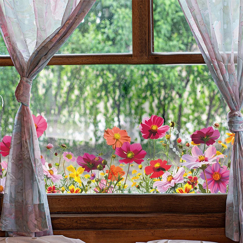 Colorful Flower Wall & Window Stickers – PVC Self-Adhesive Decals Wall Decal Stickers QXL