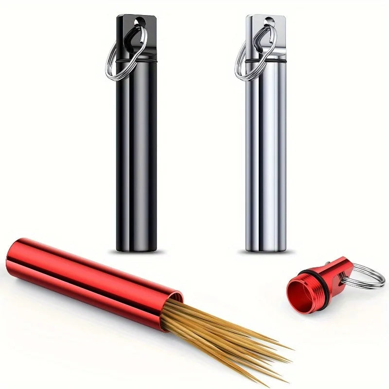 2-Pack Portable Toothpick Holder Case with Keychain Toothpick Holder Case QXL