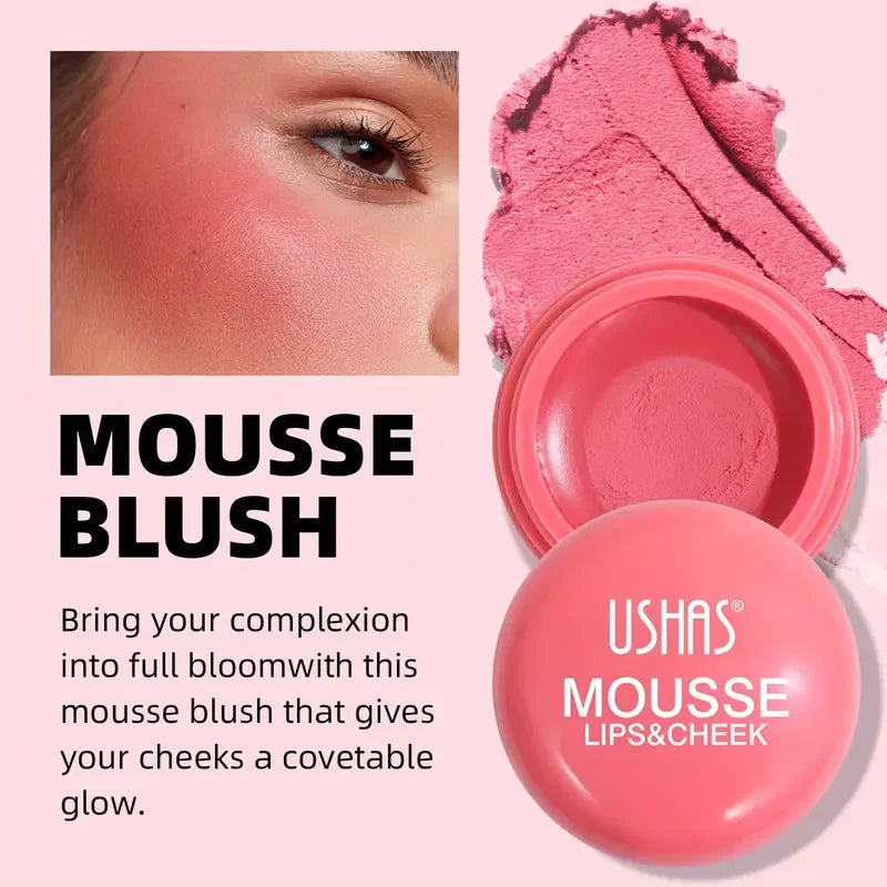 Velvet Mousse Blush & Lip Mud | 6 Shades, Long-Lasting Mousse Blush Tint QXL