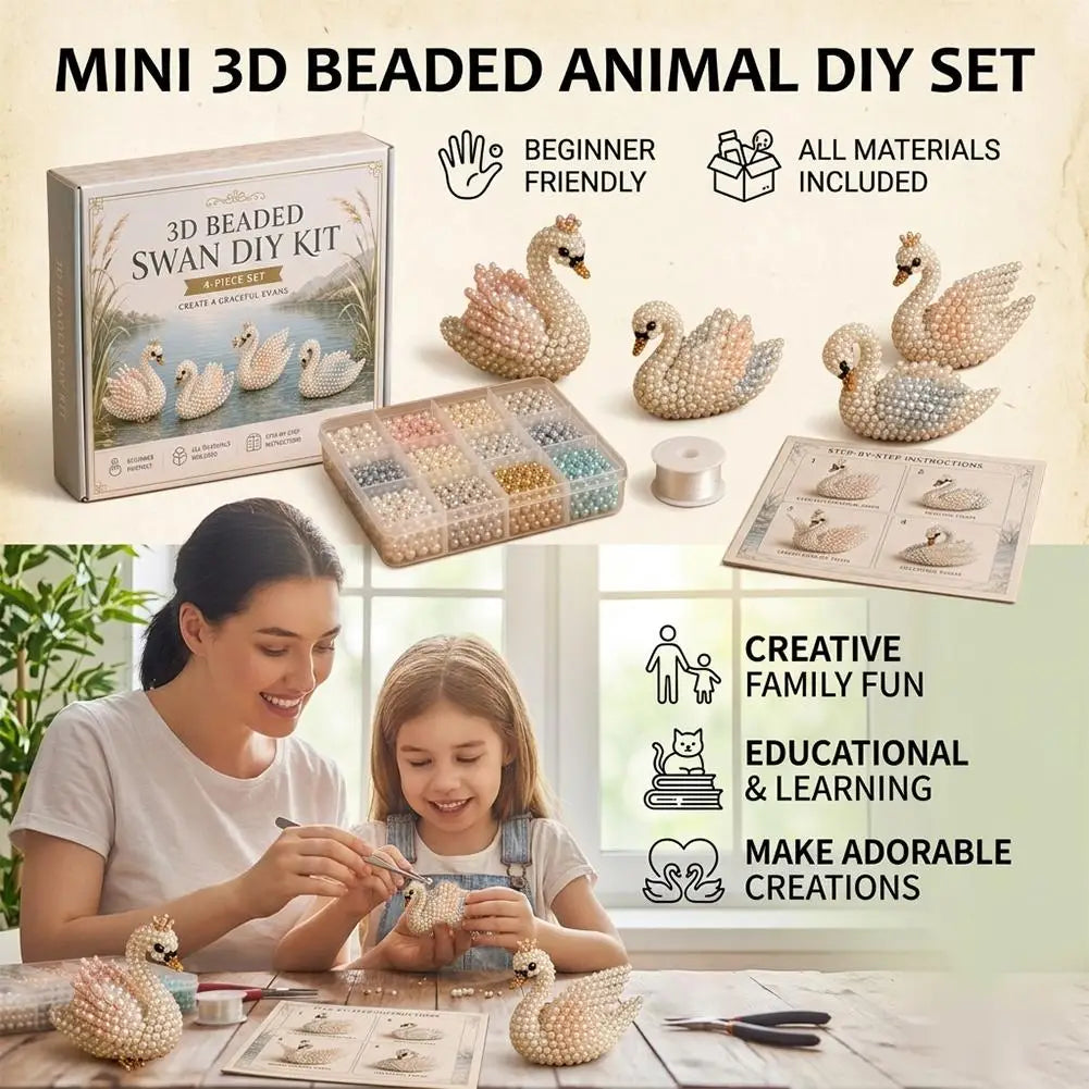 3D Animal Bead DIY Kit | 4-Design Handmade Craft Set DIY Bead Craft Kit QXL