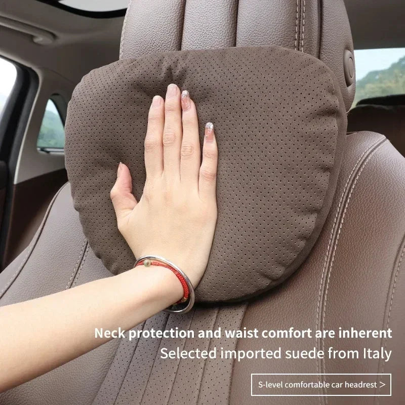 Car Headrest Neck Cushion | Maybach-Style Suede Pillow Car Neck Cushion QXL